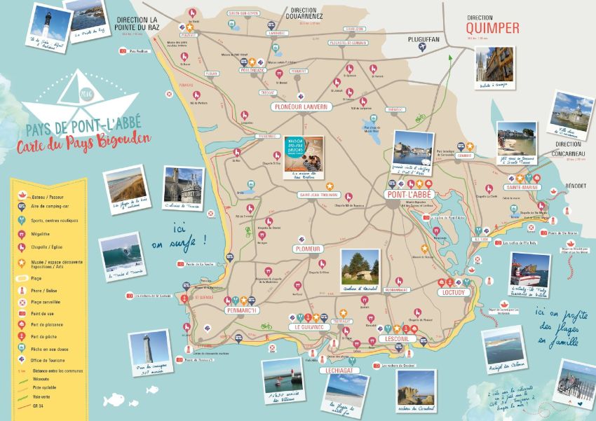Carte du Pays Bigouden en Finistère sud